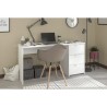 Bureau droit en panneaux de particules - Décor blanc - Style classique - L 150 x P 49 x 75 cm - 3 tiroirs - ESSENTIELLE