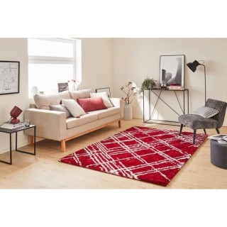 Tapis shaggy doux Oslo 668 - Rouge - 100% polyester - 80 x 150 cm - In