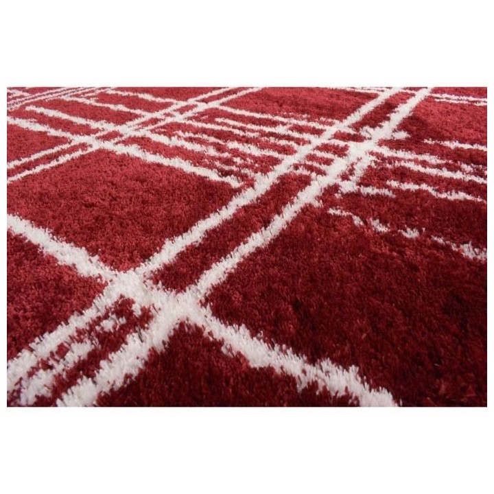 Tapis shaggy doux Oslo 668 - Rouge - 100% polyester - 80 x 150 cm - In