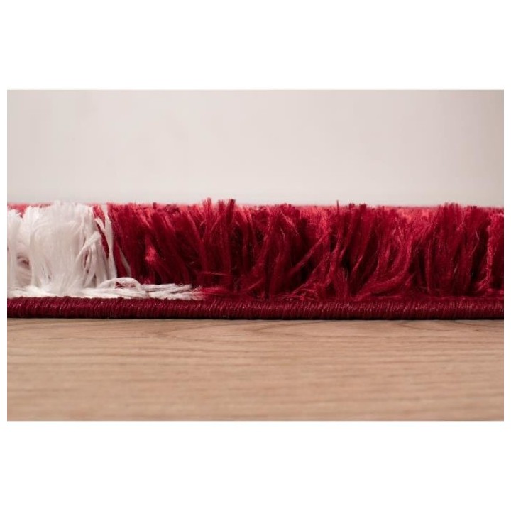 Tapis shaggy doux Oslo 668 - Rouge - 100% polyester - 80 x 150 cm - In