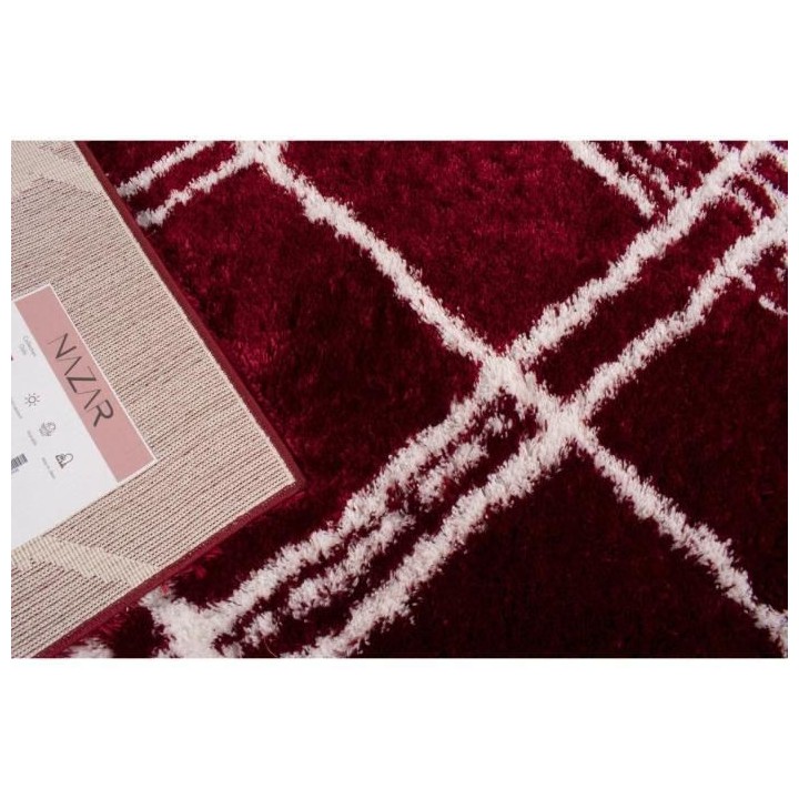 Tapis shaggy doux Oslo 668 - Rouge - 100% polyester - 80 x 150 cm - In