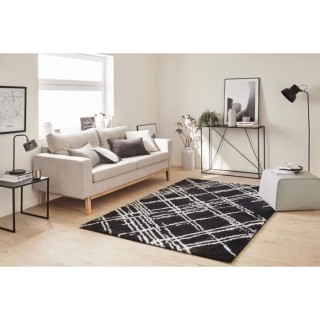 Tapis shaggy doux Oslo 668 - Noir - 100% polyester - 80 x 150 cm - Int