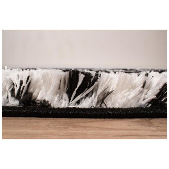 Tapis shaggy doux Oslo 668 - Noir - 100% polyester - 80 x 150 cm - Int