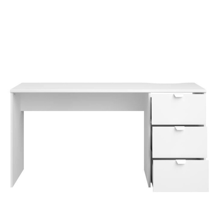 Bureau droit en panneaux de particules - Décor blanc - Style classiqu