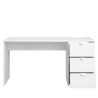 Bureau droit en panneaux de particules - Décor blanc - Style classique - L 150 x P 49 x 75 cm - 3 tiroirs - ESSENTIELLE