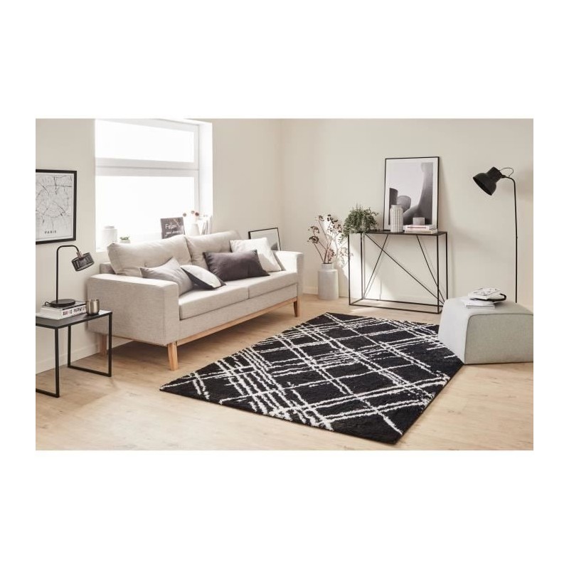 Tapis shaggy doux Oslo 668 - Noir - 100% polyester - 120 x 160 cm - Intérieur - NAZAR