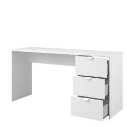 Bureau droit en panneaux de particules - Décor blanc - Style classique - L 150 x P 49 x 75 cm - 3 tiroirs - ESSENTIELLE