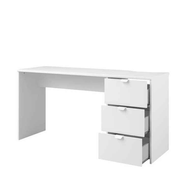 Bureau droit en panneaux de particules - Décor blanc - Style classiqu