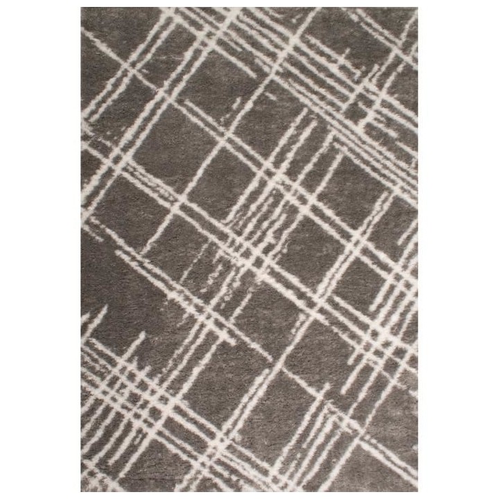 Tapis shaggy doux Oslo 668 - Gris - 100% polyester - 120 x 160 cm - In