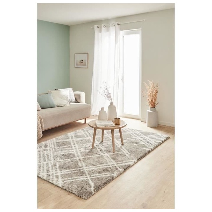 Tapis shaggy doux Oslo 668 - Gris - 100% polyester - 120 x 160 cm - In