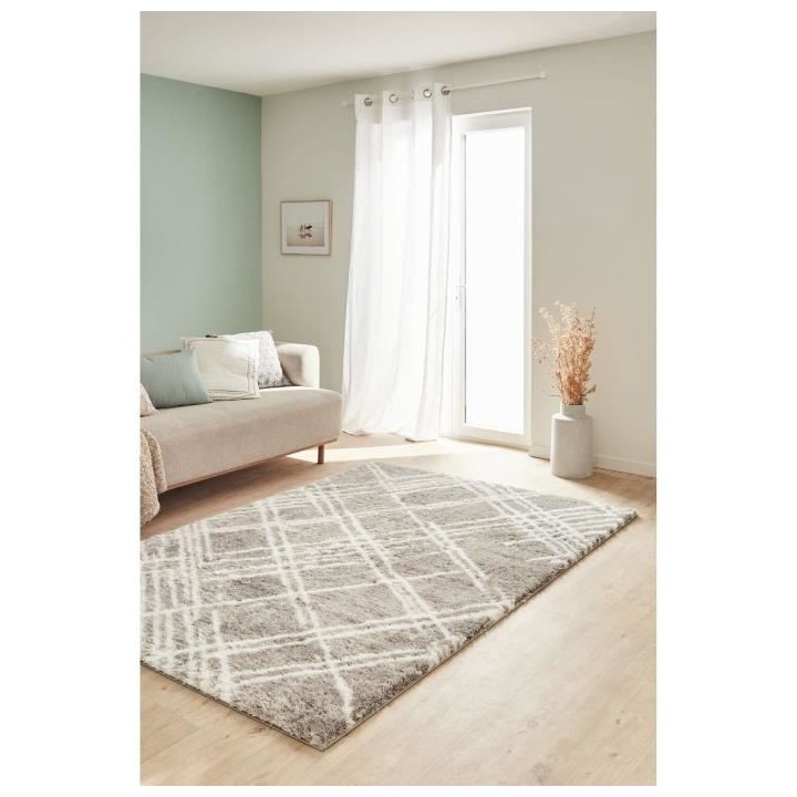 Tapis shaggy doux Oslo 668 - Gris - 100% polyester - 120 x 160 cm - In