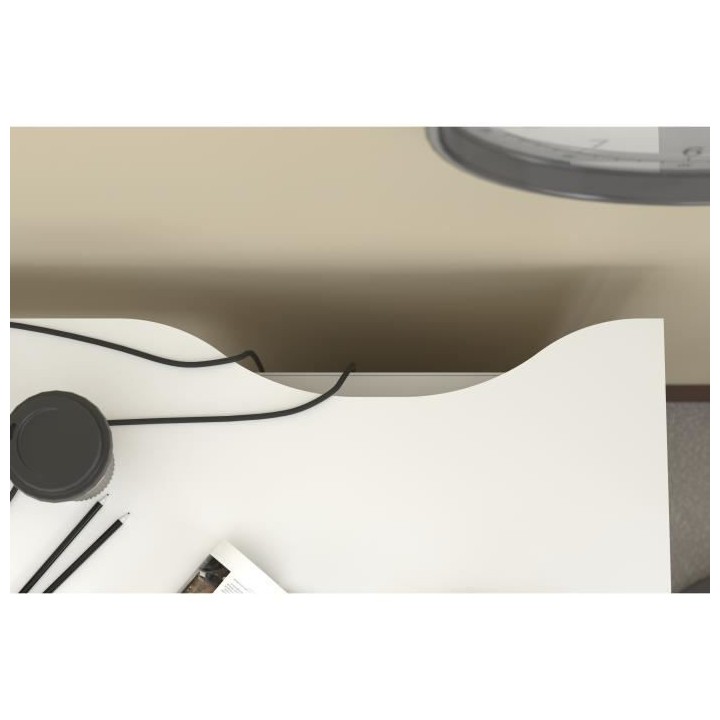 Bureau droit en panneaux de particules - Décor blanc - Style classiqu