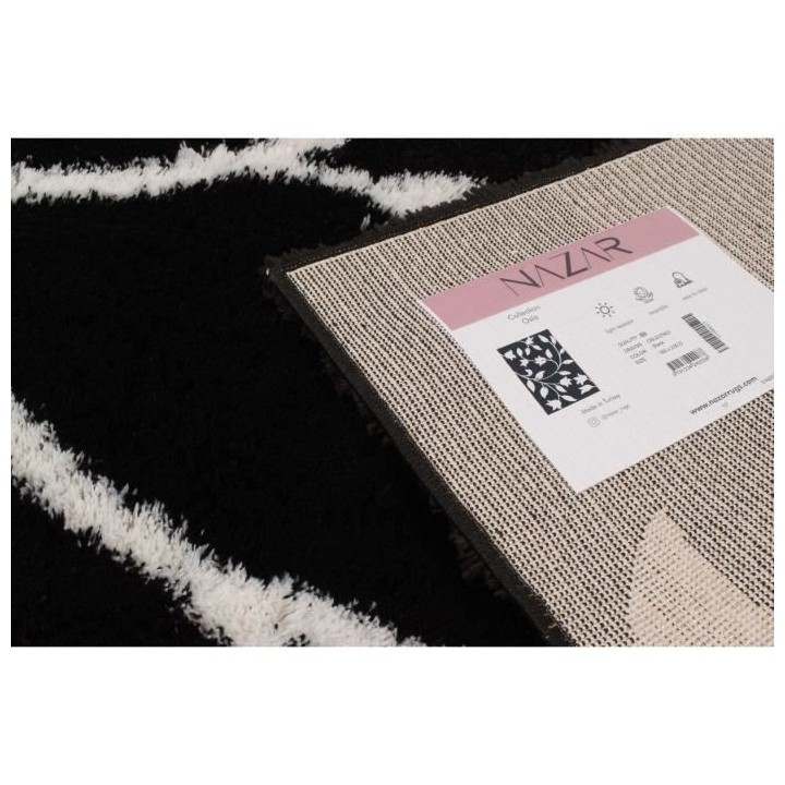 Tapis shaggy doux Oslo 637 - Noir - 100% polyester - 80 x 150 cm - Int