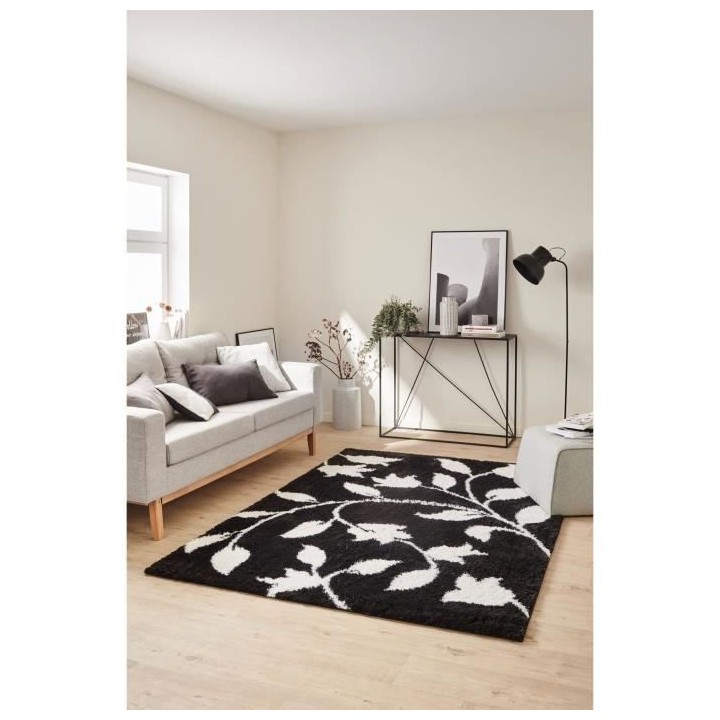 Tapis shaggy doux Oslo 637 - Noir - 100% polyester - 80 x 150 cm - Int