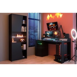 PARISOT Gaming Ensemble bureau gamer + bibliotheque 2 portes - Décor