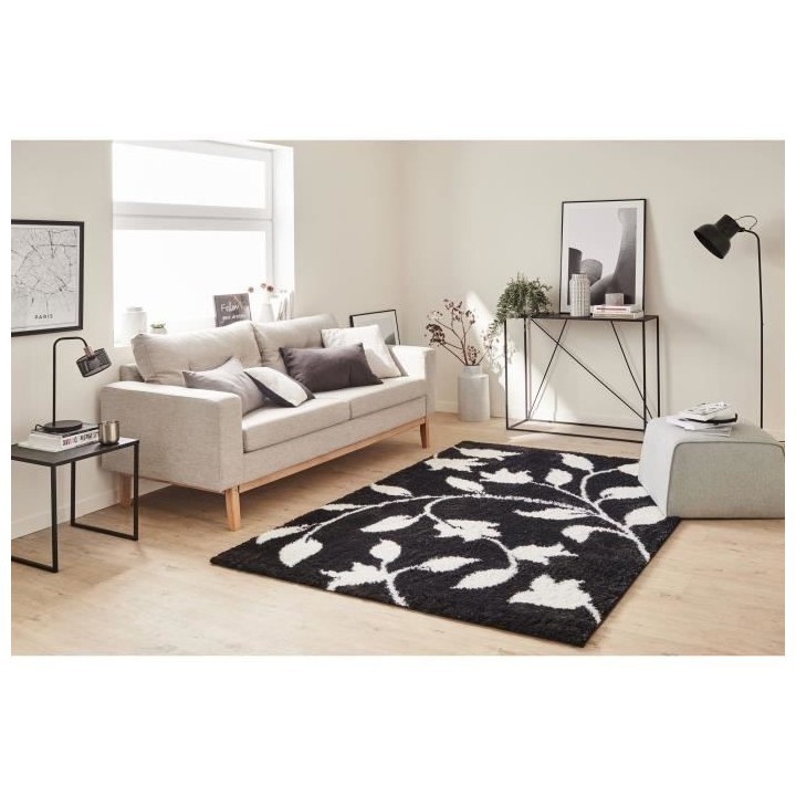 Tapis shaggy doux Oslo 637 - Noir - 100% polyester - 120 x 160 cm - In