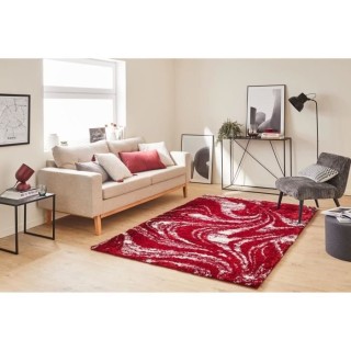Tapis shaggy doux Oslo 677 - Rouge - 100% polyester - 80 x 150 cm - In