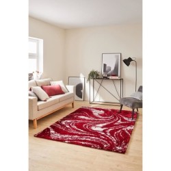 Tapis shaggy doux Oslo 677 - Rouge - 100% polyester - 80 x 150 cm - Intérieur - NAZAR