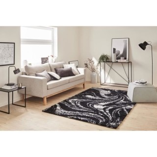 Tapis shaggy doux Oslo 677 - Noir - 100% polyester - 80 x 150 cm - Int