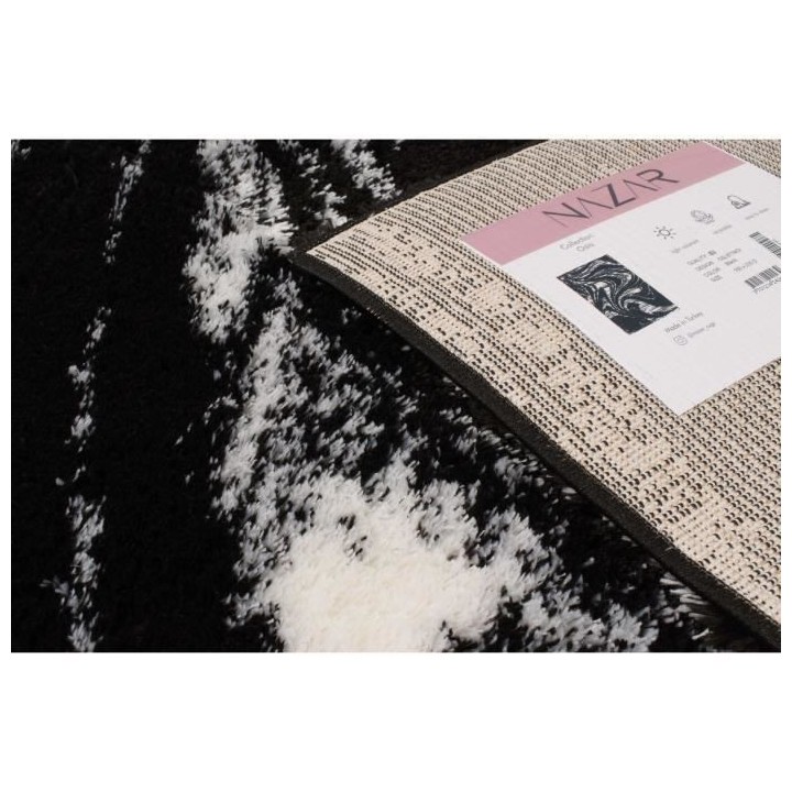 Tapis shaggy doux Oslo 677 - Noir - 100% polyester - 80 x 150 cm - Int