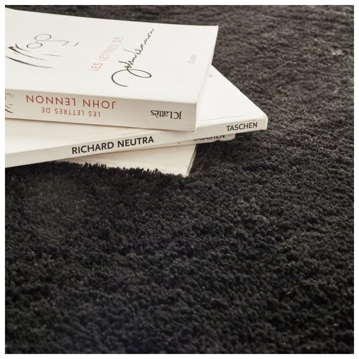 Tapis shaggy doux Cosy 902 uni - Noir - 100% polyester - 120 x 160 cm
