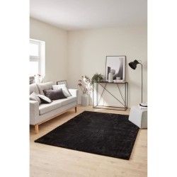 Tapis shaggy doux Cosy 902 uni - Noir - 100% polyester - 120 x 160 cm - Intérieur - NAZAR