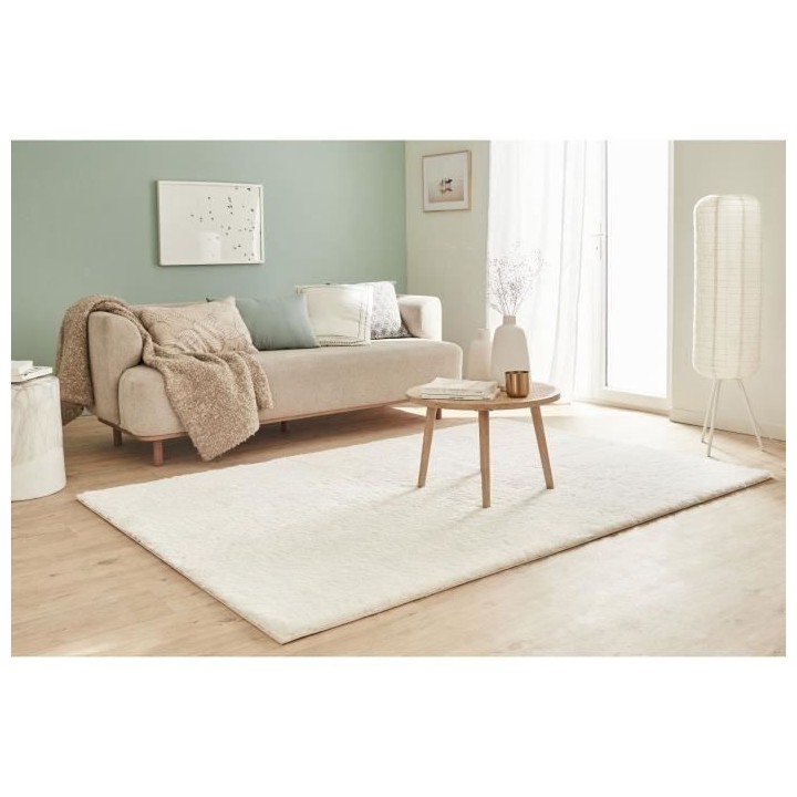 Tapis shaggy doux Cosy 902 uni - Blanc - 100% polyester - 120 x 160 cm