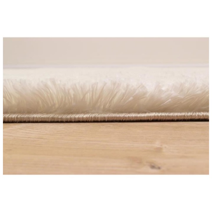 Tapis shaggy doux Cosy 902 uni - Blanc - 100% polyester - 120 x 160 cm