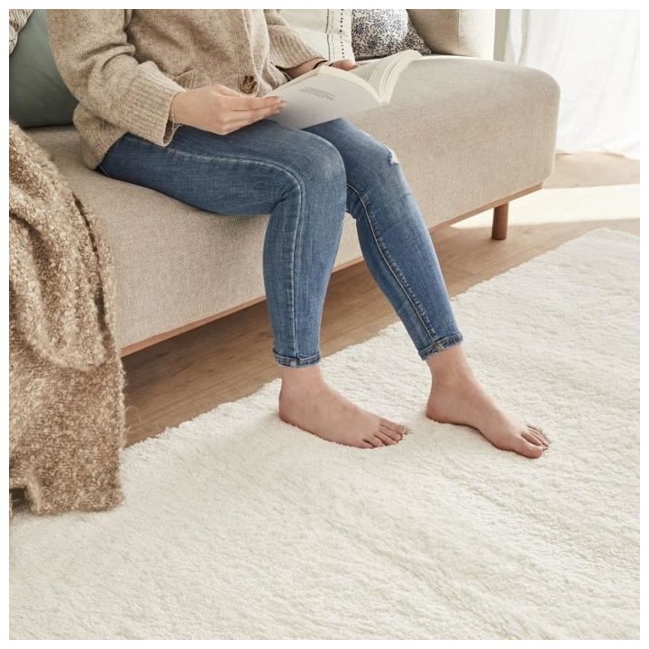 Tapis shaggy doux Cosy 902 uni - Blanc - 100% polyester - 120 x 160 cm