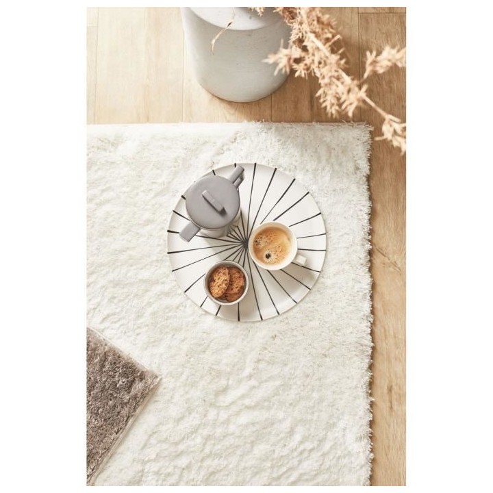 Tapis shaggy doux Cosy 902 uni - Blanc - 100% polyester - 120 x 160 cm