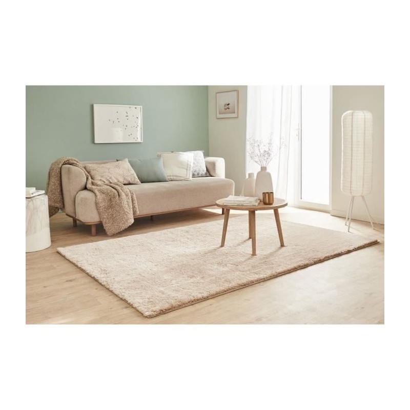 Tapis shaggy doux Cosy 902 uni - Beige - 100% polyester - 120 x 160 cm - Intérieur - NAZAR