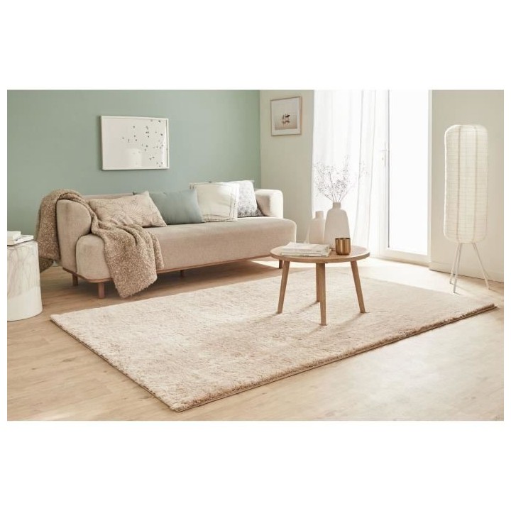 Tapis shaggy doux Cosy 902 uni - Beige - 100% polyester - 120 x 160 cm