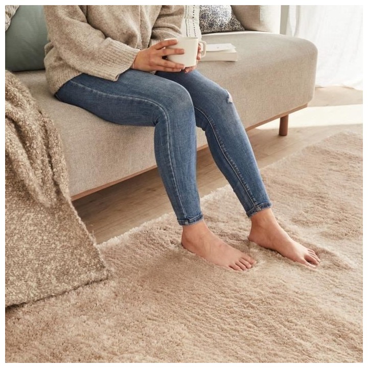 Tapis shaggy doux Cosy 902 uni - Beige - 100% polyester - 120 x 160 cm