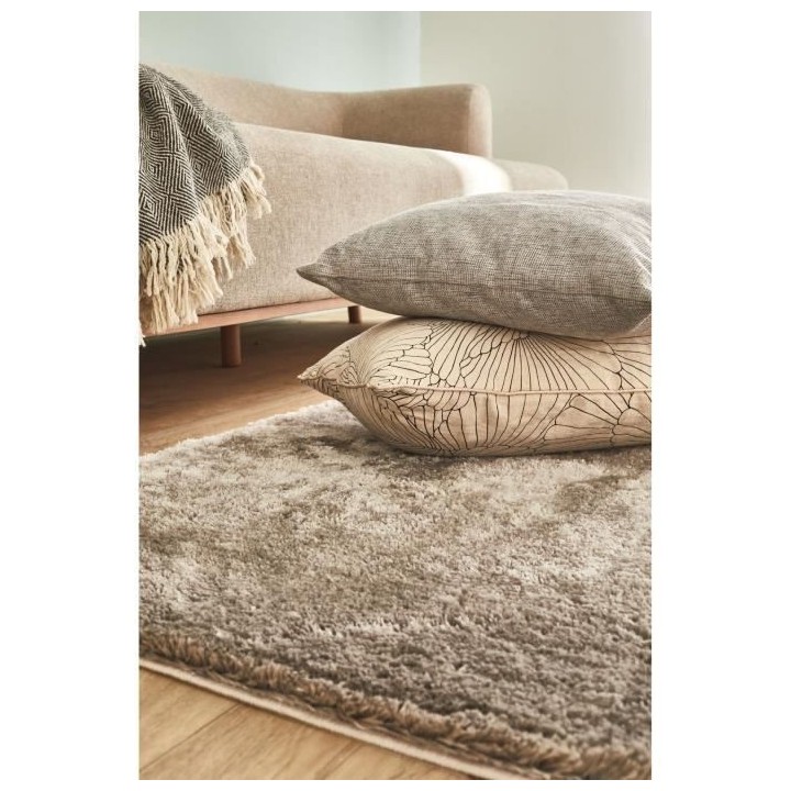 Tapis shaggy doux Cosy 902 uni - Taupe - 100% polyester - 120 x 160 cm