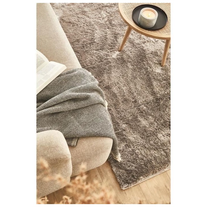 Tapis shaggy doux Cosy 902 uni - Gris - 100% polyester - 120 x 160 cm