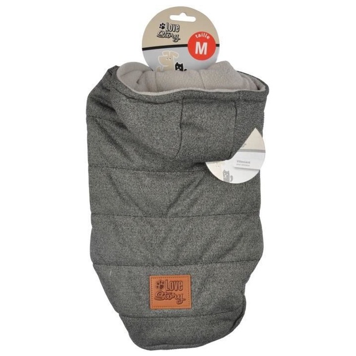 Doudoune Louis - Capuche polyester double polaire - 35 cm - Gris - Pou