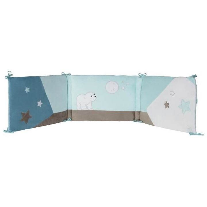DOMIVA Tour de lit Flocon l'ourson - Coton & Jersey - Adaptable - Bleu