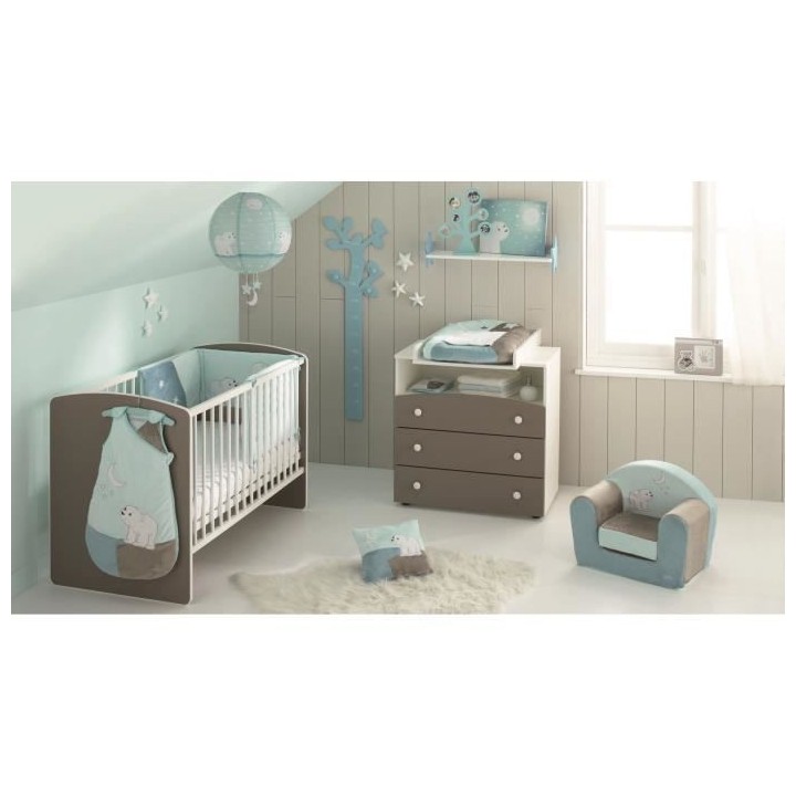 DOMIVA Tour de lit Flocon l'ourson - Coton & Jersey - Adaptable - Bleu
