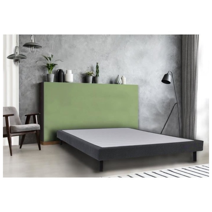 WEBED KITOLIT Sommier tapissier 140/190 Anthracite - 14 lattes + 4 pie