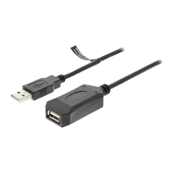 NEDIS Active USB 2.0 Extension Cable - A Male - A Female - 10 m - Noir