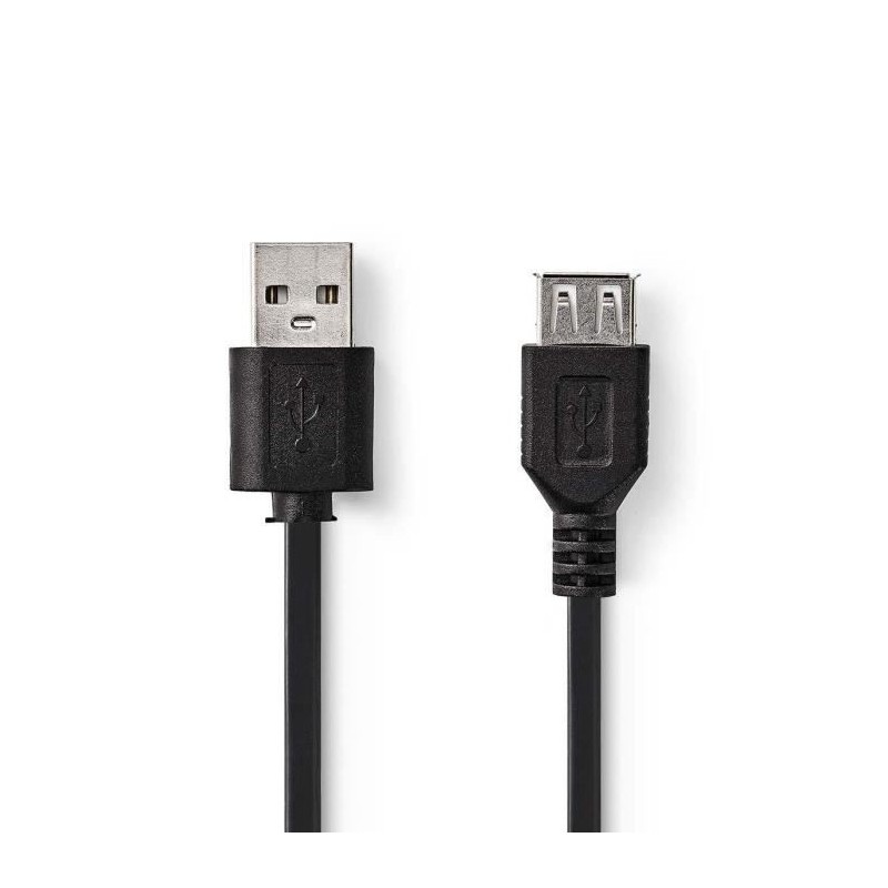 NEDIS USB 2.0 Cable - A Male - A Female - 2.0 m - Noir