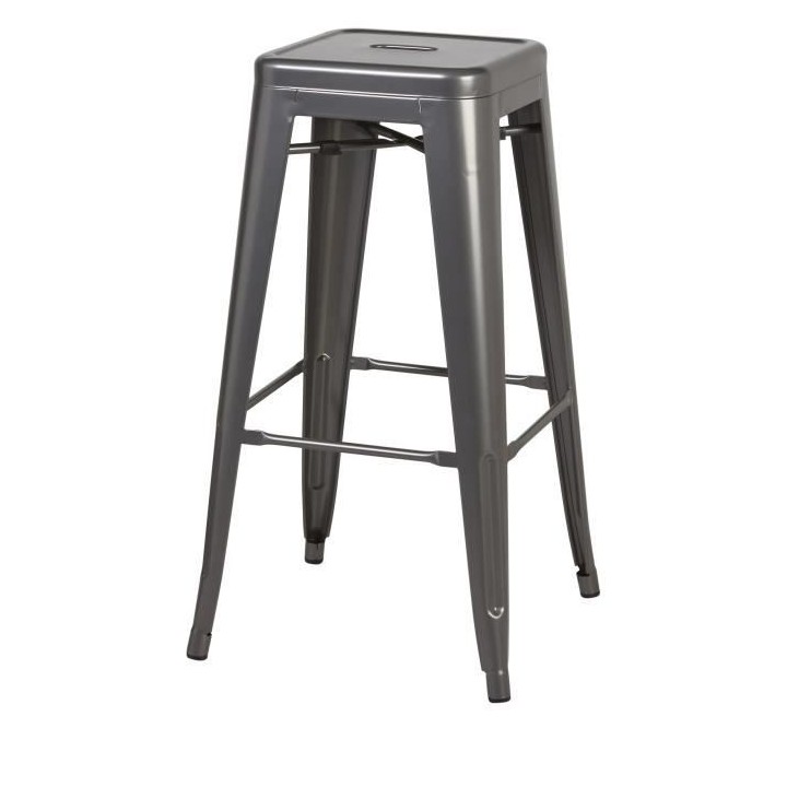 Lot de 2 tabourets industriel en métal - Gris - L 30,5 x P 30,5 x H 7