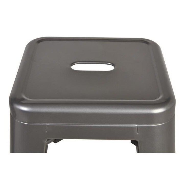 Lot de 2 tabourets industriel en métal - Gris - L 30,5 x P 30,5 x H 7