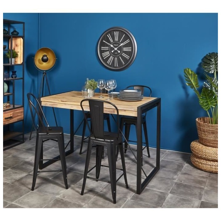 Lot de 4 tabourets industriel en métal - Noir - L 30,5 x P 30,5 x H 6