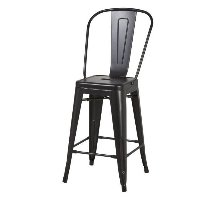 Lot de 2 tabourets industriel en métal - Noir - L 30,5 x P 30,5 x H 6