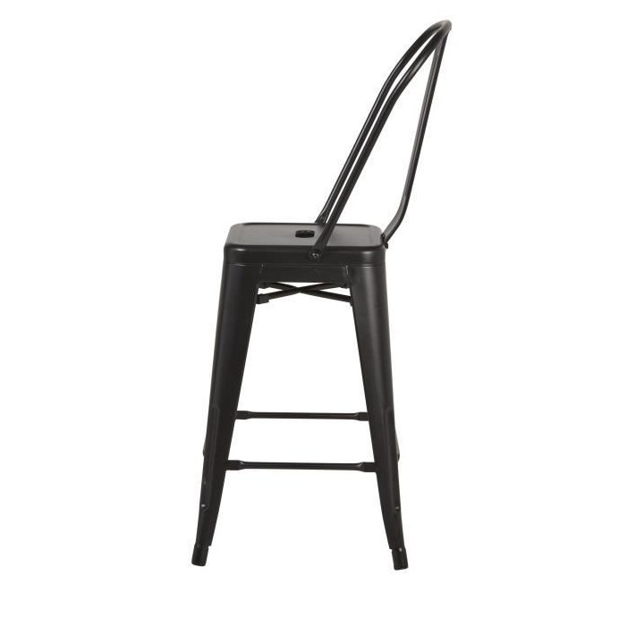 Lot de 2 tabourets industriel en métal - Noir - L 30,5 x P 30,5 x H 6