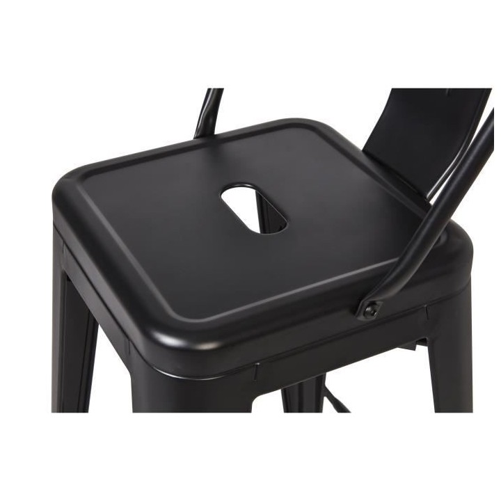 Lot de 2 tabourets industriel en métal - Noir - L 30,5 x P 30,5 x H 6