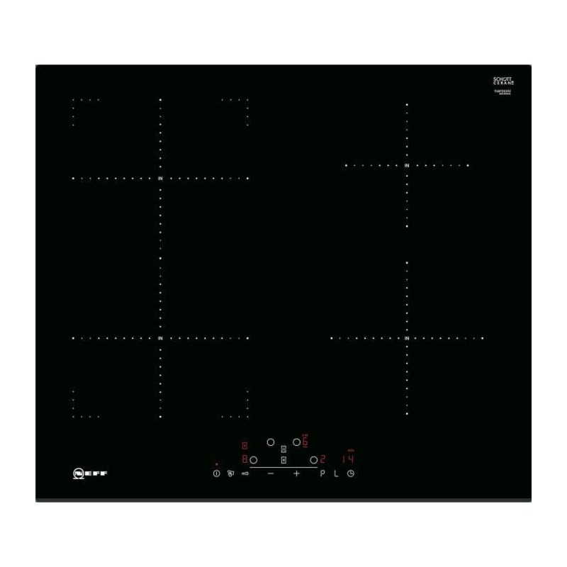 Table de cuisson a induction NEFF - 4 foyers - 51 x 592 x 522 - 6900 W - Noir - T46FD53X2