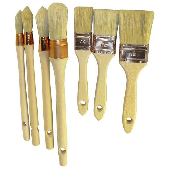 Lot de 7 brosses professionnelles en bois FSC, NESPOLI