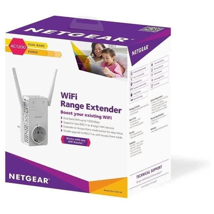 Répéteur WiFi Puissant - NETGEAR - AC1200 (EX6130) - Jusqu'a 90m² e